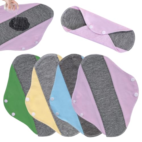 Paquete De 12 Protectores Diarios Lavables, Compresas De Tela Reutilizables, Compresas Lavables DeAlgodón Natural, Cómodas y Transpirables, CompresasHigiéNicasLavables Para Todas Las Mujeres