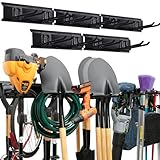 TIDYME Garage Tool Organizer Wall Mount - 80 inches - Sturdy Storage Rack with Adjustable Hooks, Anti-Rust - Easy Installation, 500lbs Capacity - Garden Tool Organizer (05 Racks & 10 Hooks)