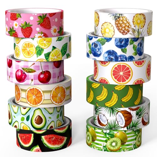 Cinta washi para suministros de diario y álbumes de recortes con alegres motivos de frutas de verano