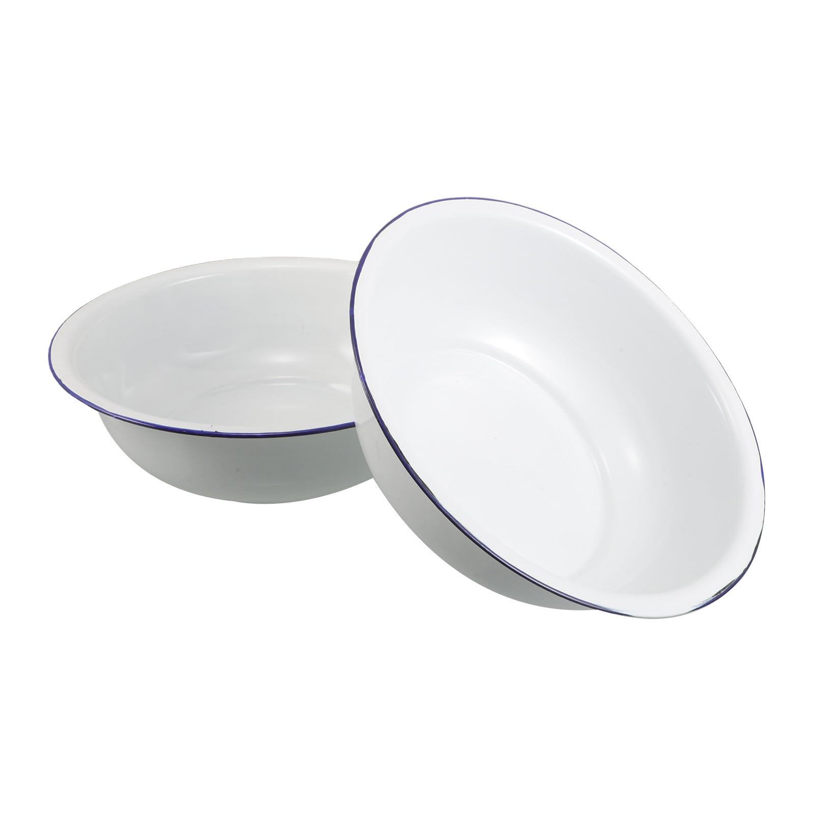 UKCOCO 2 Pezzi Bacinella Pediluvio in Smalto Vintage Bianco, Contenitore da Bagno Classico Superficie Liscia e Facile Manutenzione, per Bagno e Decorazione Casa