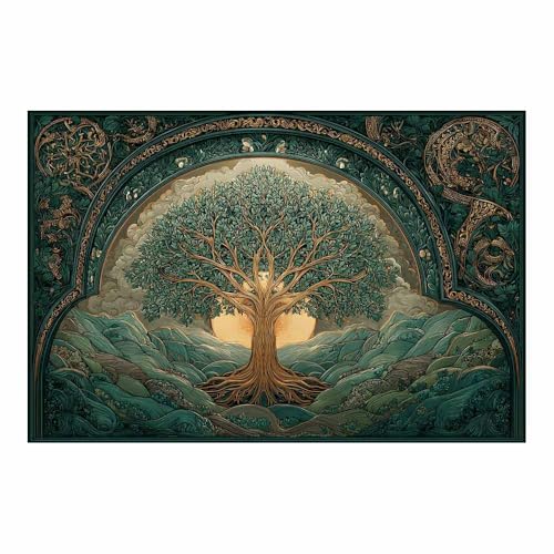 Tableaux arts decoratifs Arbre de Vie vintage multicolore 80x120cm