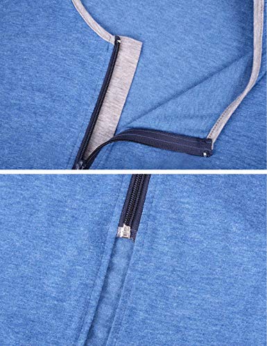 Image of Bloggerlove Zipper Front Robes for Women House Coat Half Sleeve Loungewear Long Nightgown with Pockets S-3XL