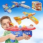3-Pack-Airplane-Launcher-Toys-2-Flight-Modes-Foam-Glider-Catapult-Plane-Toy-with-Dinosaur-Stickers-LED-Light-Outdoor-Flying-Game-Toys-for-4-5-6-7-8-9-10-11-12-Year-Old-Boys-Girls-Birthday-Gifts