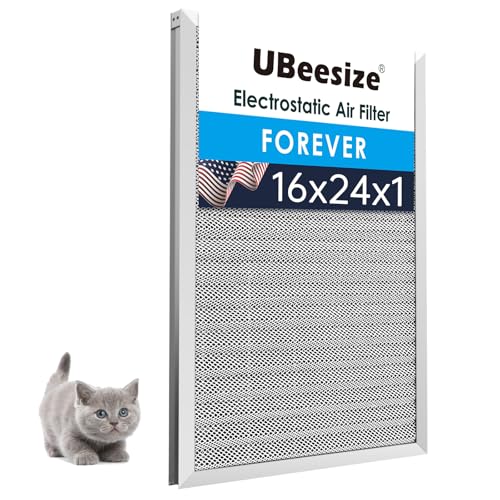 Image of UBeesize 16x24x1 Air Filter HVAC AC Furnace Filter,MERV 8,Reusable Washable, Lasts a Lifetime,Permanent Air Filter,Breathe Fresher,Home And Office(Actual Size:15.67x23.74x0.8Inch)