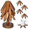 Wooden Tree Trivet Set Tree Trivets for Hot Dishes Wooden Trivets for Hot Pots Foldable Kitchen Wooden Tree Coasters for Hot BowlTeapot