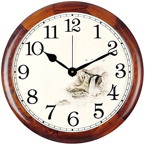 Preisvergleich Produktbild DSADDSD Home Wanduhr Startseite Non Ticking Batteriebetriebene Jahrgang Ziffern Schlafzimmer Küche Wohnzimmer Dekor chinesischen Retro Holz Silent-Quarz-runde Uhren Home