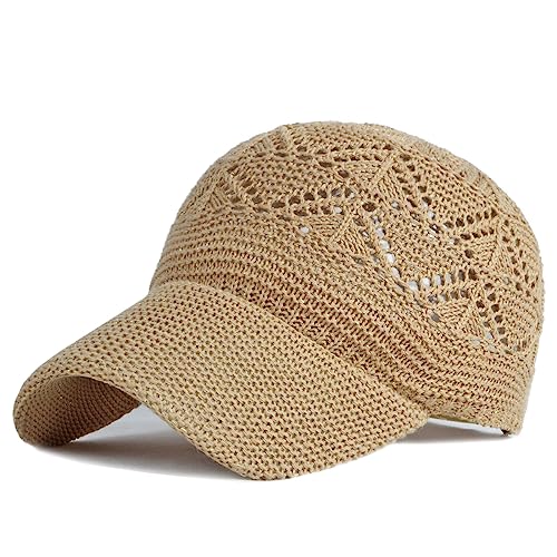 FASHIXD Knit Mesh Baseball Cap for Women Khaki