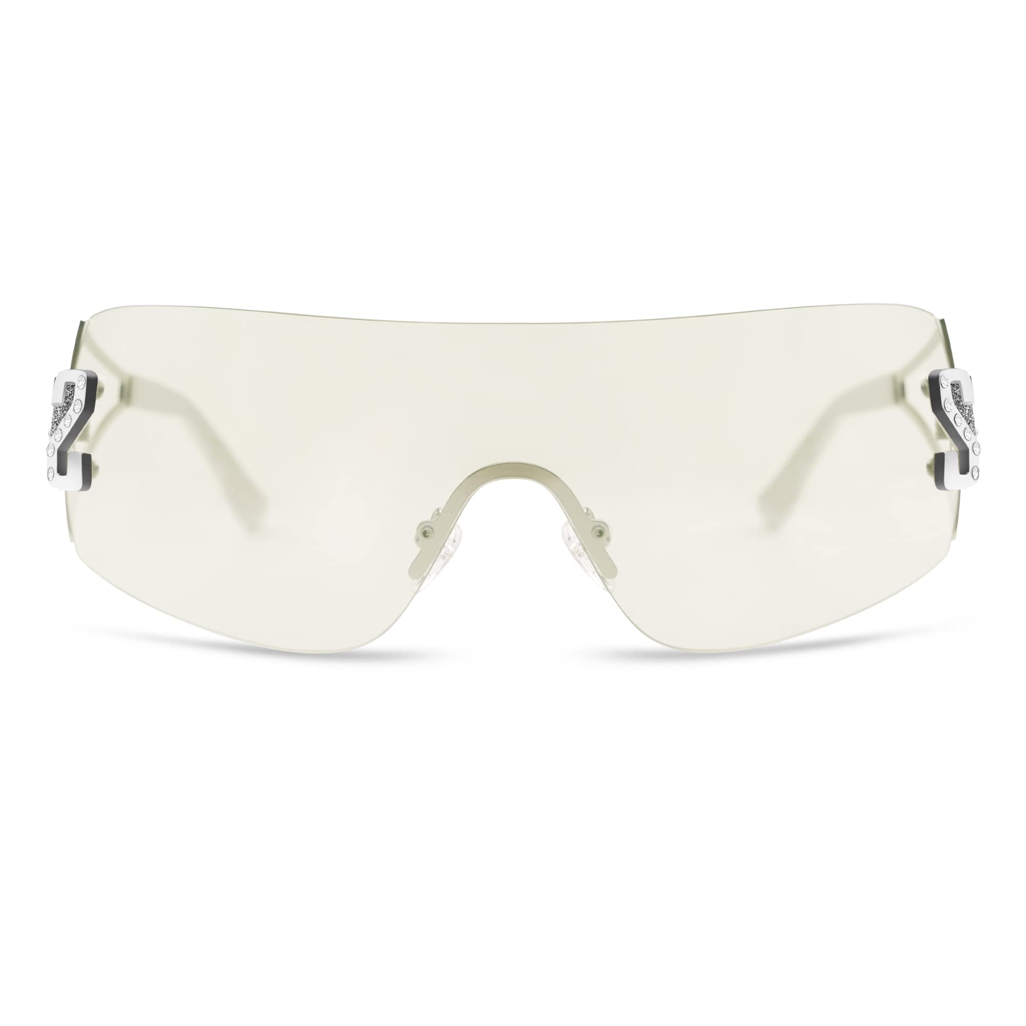 SOJOSFuturistic Rimless y2k Sunglasses for Women Oversized Trendy Shield Wrap Around Frameless Sun Glasses SJ1197