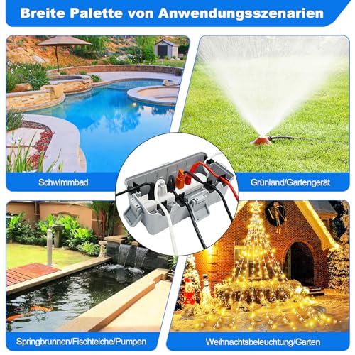 Außenbereich Elektrobox,IP54 Wasserdichte Outdoor Outlet Covers, Wetterfeste Verlängerungskabel Abdeckungen Schützen Steckdose, Steckdose, Timer,Plug,Holiday Light(27x14x11,5 cm)-Grau