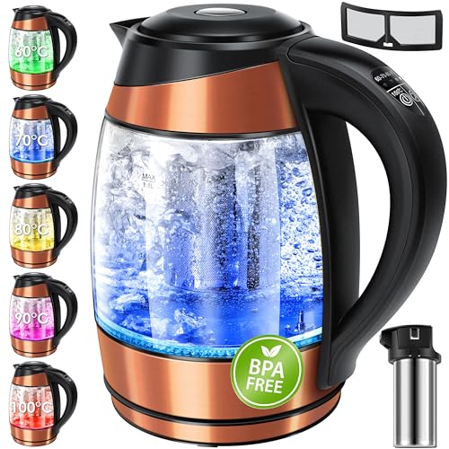 KESSER® Wasserkocher 1,8L Edelstahl mit LED Beleuchtung-Farbe je...