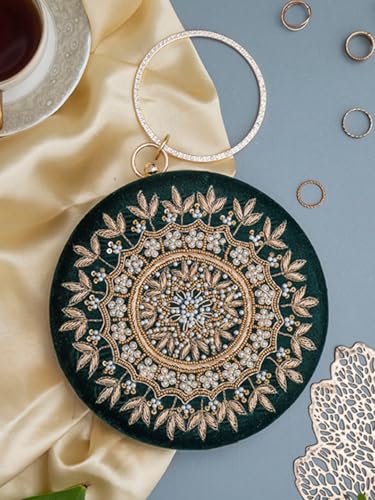Image of THE TAN CLAN Ifrah Hand Embroidered Clutches for women Purses Luxury Evening Handbags for ladies