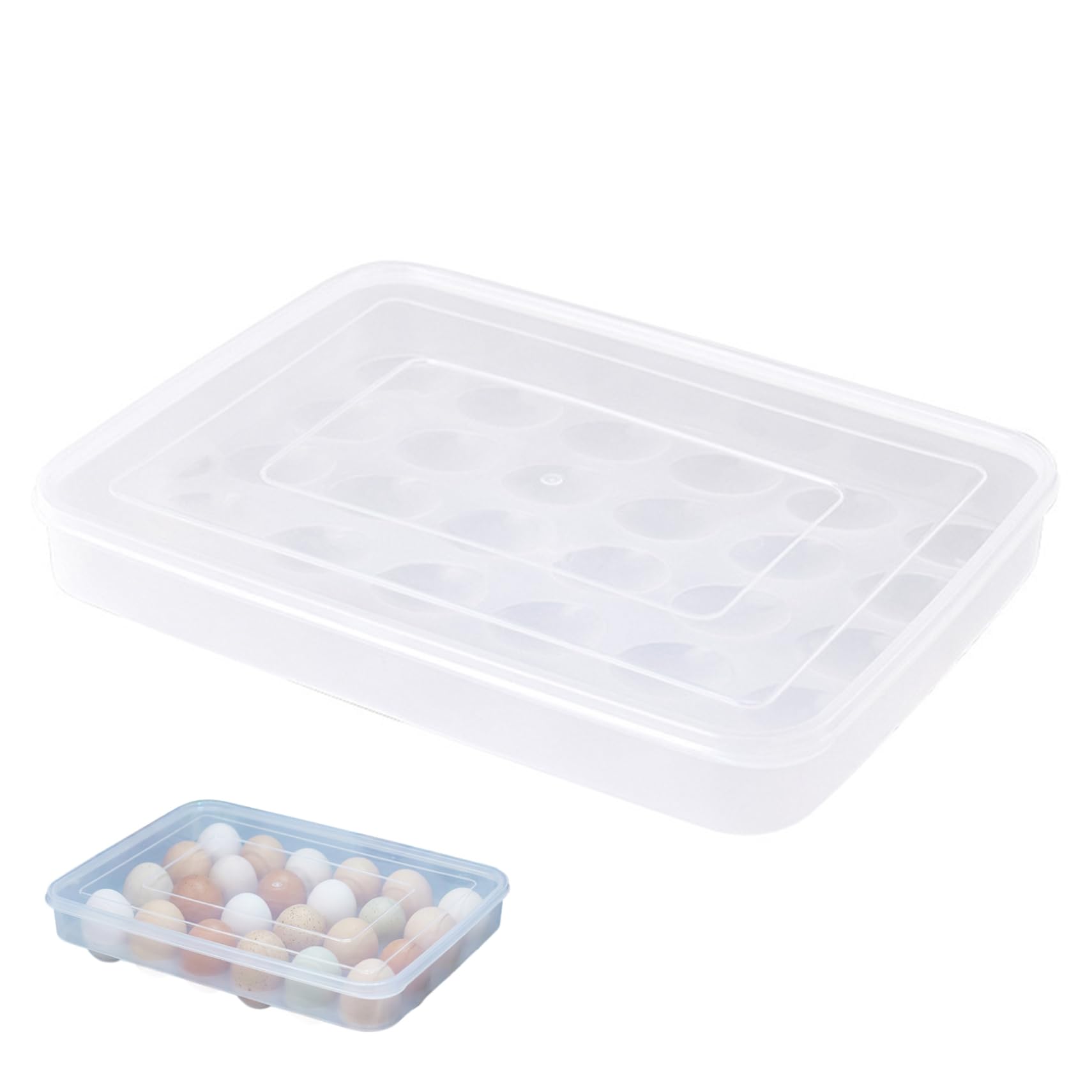 Huevera para refrigerador con tapa protectora que ahorra espacio en la cocina