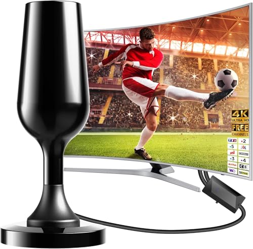 Antenne TV intérieur,antena portatil TV 2026, Antenne TNT Intérieur Amplifiée pour Téléviseur Intelligent, antennes TNT 4K 1080P pour Chaînes Locales, Base...