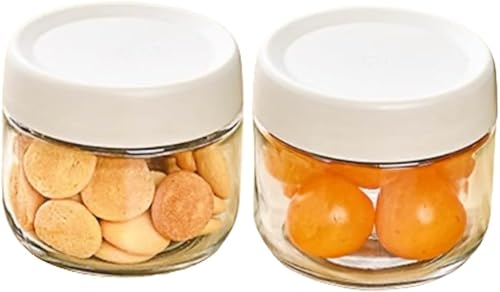 Paquete de 2 frascos de vidrio de 10 onzas con tapas de rosca, recipiente de avena a prueba de fugas durante la noche, recipiente hermético de