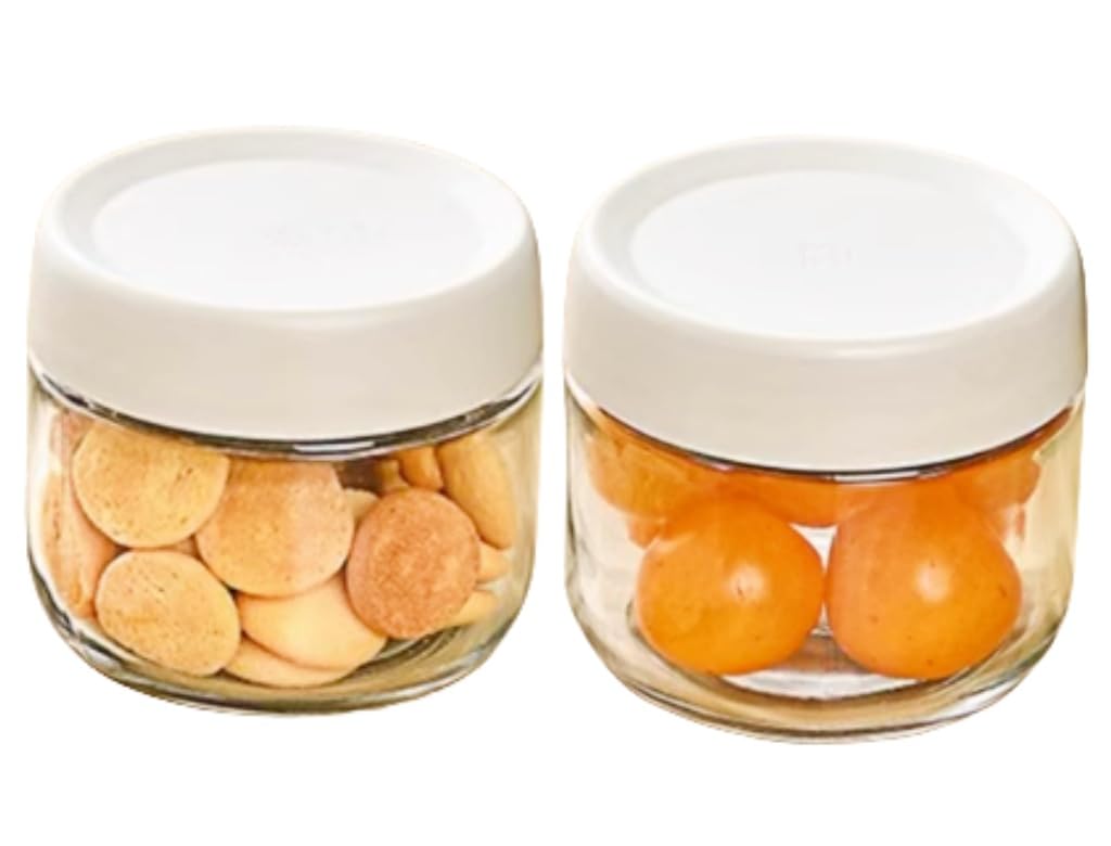 yaocoral 2 Pack 10 OZ Glass Food Jars with Screw Lids Leakproof Overnight Oats Container Airtight Small Glass Food Storage Container for Food Portion,