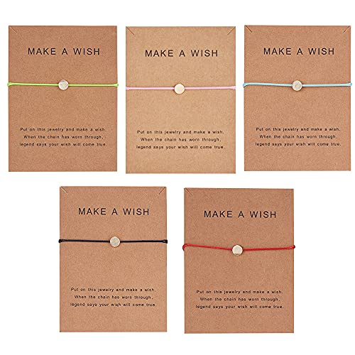 Image of Friendship Charm Adjustable Bracelets with Message Card (Set of 5); Perfect Jewelry Gift for Friends & Family