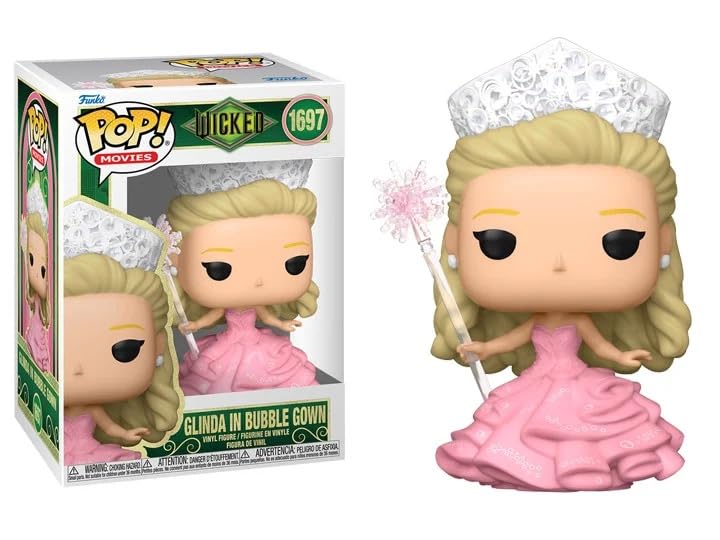 Funko Glinda with Crown and Wand in Bubble Gown + Pop Protector: Wicked Pop! Movies Vinyl Figure Gift Set Bundled with ToyBop Brand Box Protector Collector Case