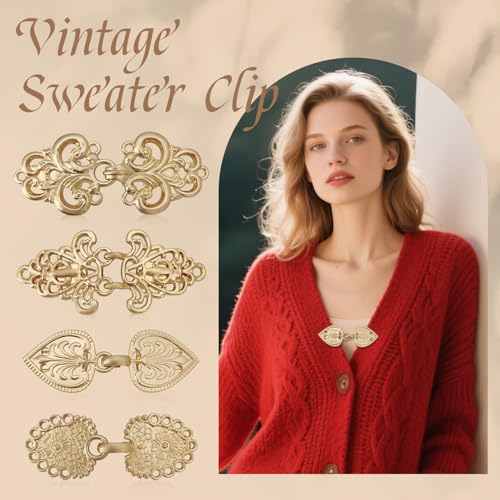 Image of CLINTT Exquisite Retro Sweater Twirl Clips, Cape Cloak Fasteners for Dresses, Stylish Cardigan Clips