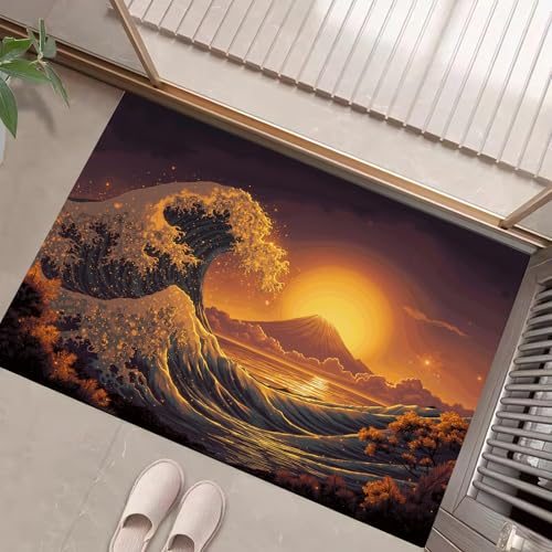 Paillasson d'intérieur estampes japonaises ukiyo-e - Tapis d'entrée lavable 45x75 cm - 2