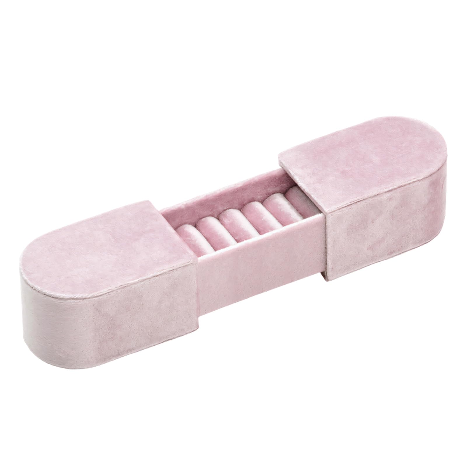 Msioytog Portable Velvets Lined Jewelry Case Double Compartment Safe Keeping Accessories Organization Small Velutinous Jewelry Case