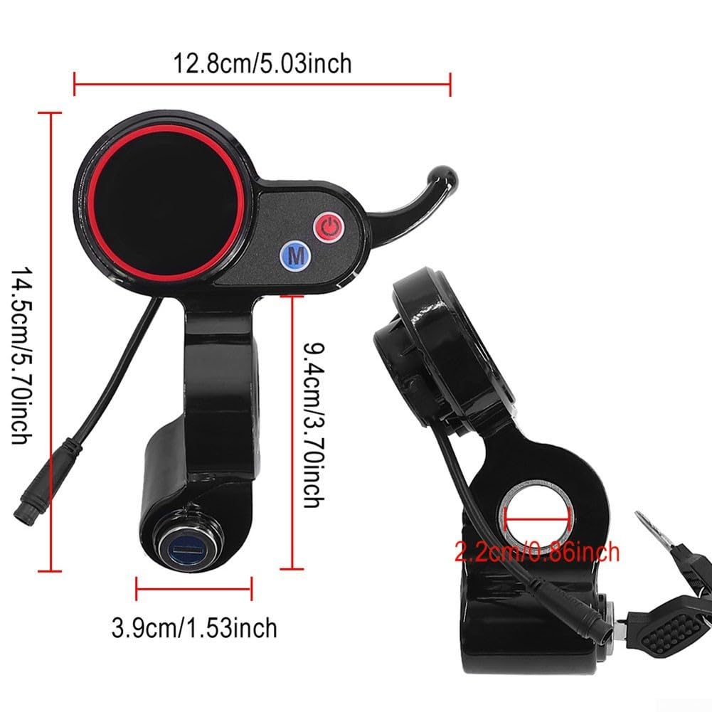 Electric Scooter LCD Display for H5 Electric Scooter Thumb Throttle Speedometer, E-Bike Thumb Throttle Controller with Waterproof Speedometer LCD Display Panel Electric Bike Scooter Controller