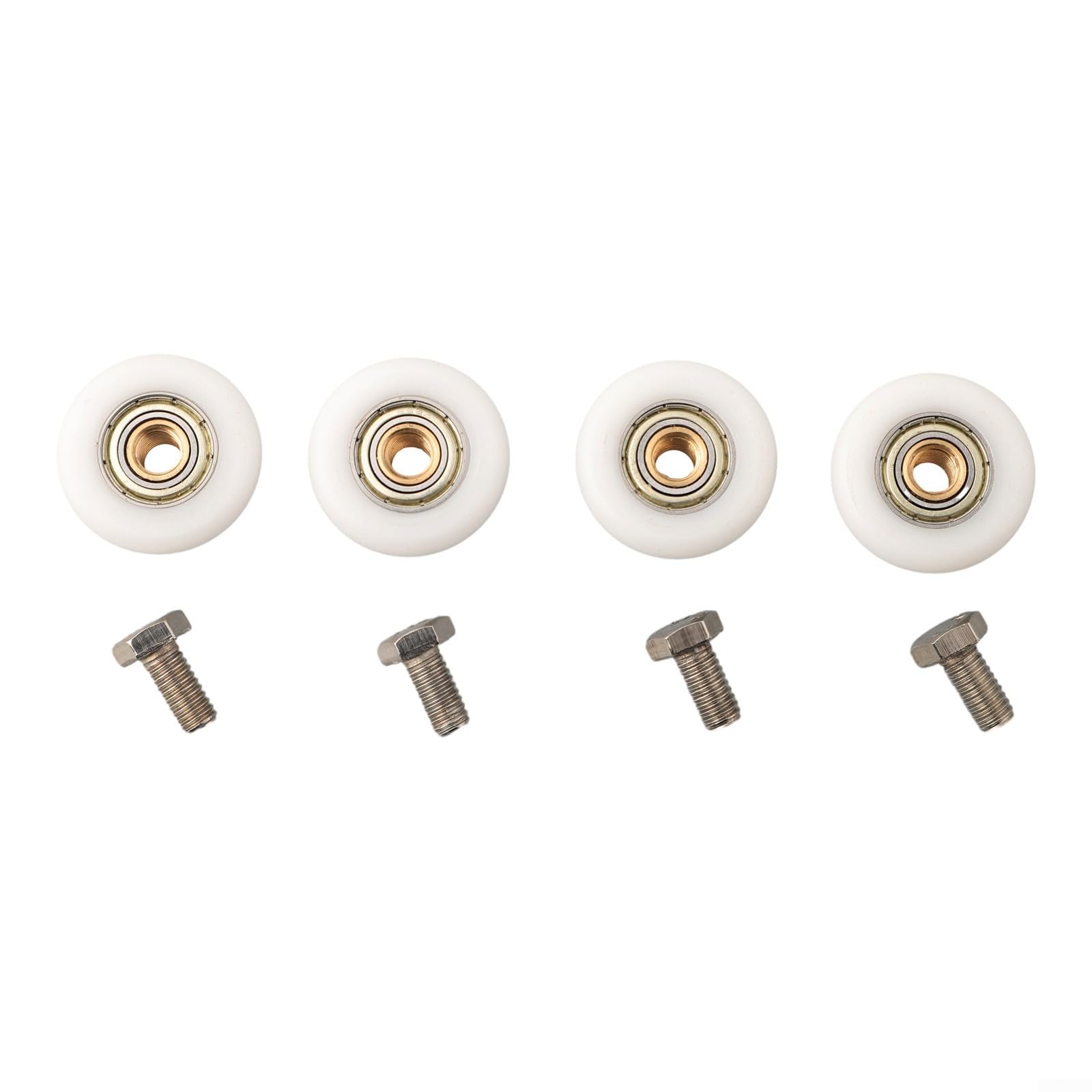 Set di 4 rotelle per porta della doccia, scorrevoli in vetro, con esterno in nylon e centro in ottone, viti in acciaio inox incluse, adatte a vetri da 4-8 mm (27 mm)