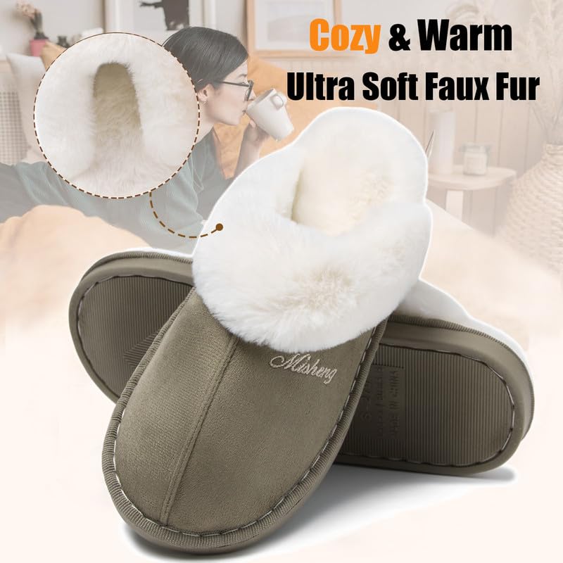 Misolin Pantofole Scamosciate da Donna Uomo Invernali Interne Ciabatte Casa Morbida Autunno Inverno Memoria Schiuma Pavimento Indoor Outdoor