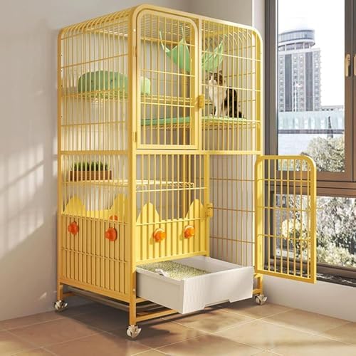 金属製キャットケージ 2段棚付き 猫ケージ、屋内用金属製トイレ付き