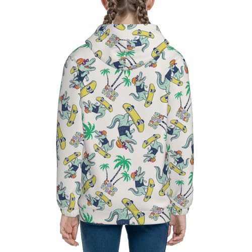 Skateboard Cartoon Crocodile Kids Pullover Hoodies Boys Zip Up Sweatshirts Girls Athletic Clothes with Pocket 5