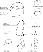 Vista 8 de Caja de maquillaje de viaje con espejo iluminado LED, caja de cosméticos multiusos Estuche de transporte para mujer, blanco, tamaño de viaje