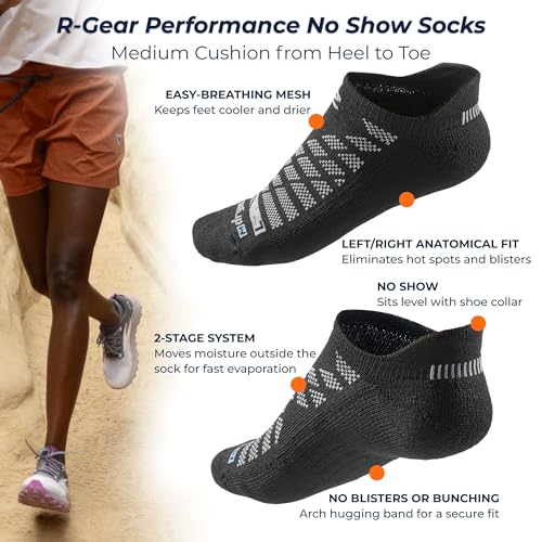 R-Gear Drymax No Show Running Socks For Men and Women | Breathable, Moisture Control & Anti Blister | 3 Pack3