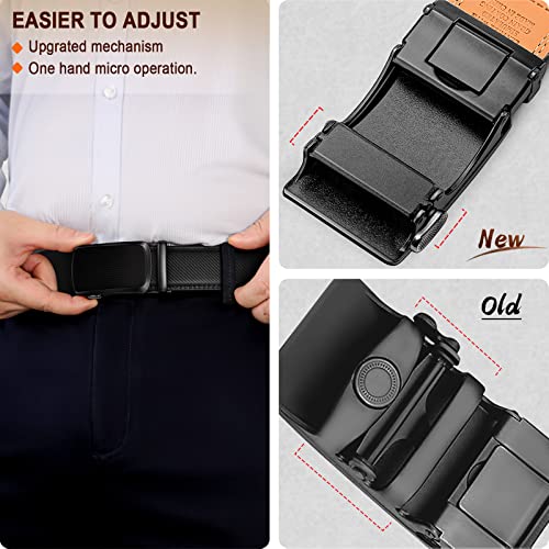 Image of KEMISANT Belt Men, Sliding Ratchet Belt Genuine Leather For Gift Mens Dress Pants Oxfords,Size Adjustable