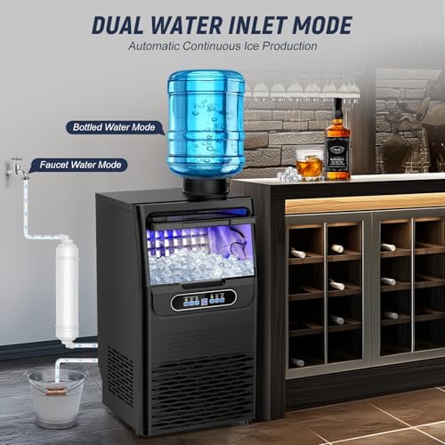 Image of SOZT Under Counter Ice Maker Machine, 100LBS /24H, 20LBS Capacity | Commercial Ice Maker, Self-Cleaning Freestanding Stainless Steel Ice Cube Maker for Home, Bar, Restaurant, Office