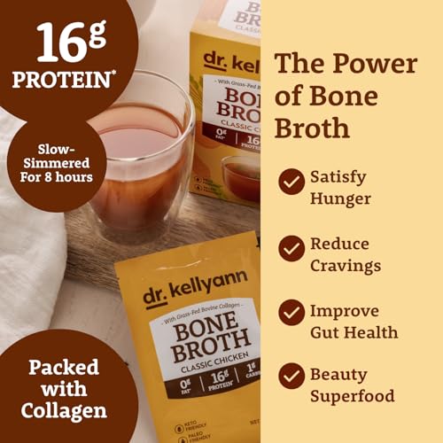 Image of Dr. Kellyann Bone Broth Collagen Powder Packets (7 Servings) - 16g Protein, Grass-Fed Hydrolyzed Collagen, Keto & Paleo-Friendly
