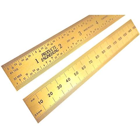 PEC Tools Rigid 6" 150 mm English/Metric Titanium Nitride Coated Extreme Scratch Resistant Ultra High Contrast Machinist Engineer Ruler Scale with Markings .5mm, mm, 1/32" and 1/64" 262-006TN Cover