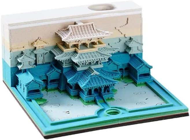 3D Notepad Chinese Heavenly Palace Sculpture Memo Pad Office Decor School Tools Pen Holder Creative Christmas Birthday Gift Paper Carving Art DIY Cubes Notepad