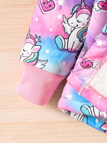 Little Girls Lined Fleece Jacket with Hood Winter Thick Warm Button Down Outerwear Cute Cartoon4
