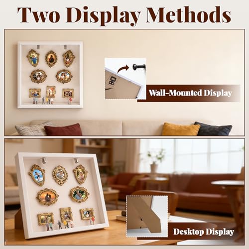 Shadow box avec éclairage LED et vitrine miniature pour salon
