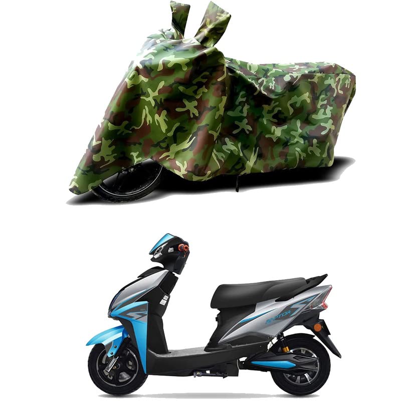 Image of 100% Water Resistant Bike Scooty Two Wheeler Body Cover Compatible for Techo Electra Raptor STD /UV-Rays /Heat Protection /Birds Dropping /Scratchproof /Dust Proof /Waterproof /All [Green MJ]