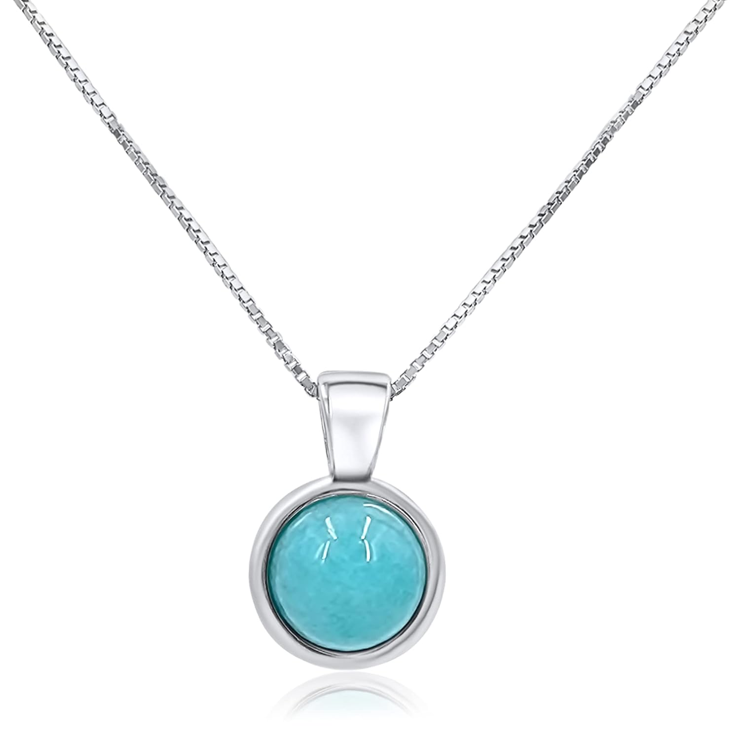 Natural amazonite pendant in white gold over 925 silver