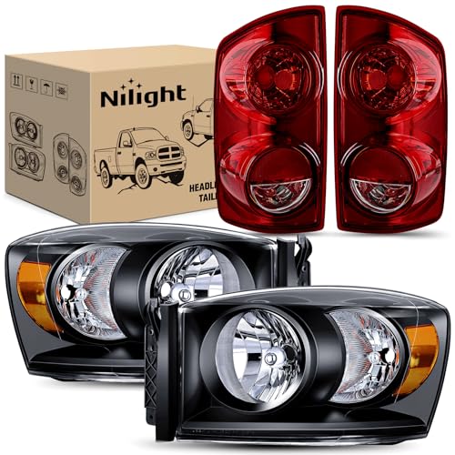 Image of Nilight Headlight and Taillight Combo for 2007 2008 2009 Dodge Ram