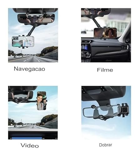 Suporte Celular Retrovisor Interno Para Carro Universal Multifuncional Giratorio 360° Gps Vm