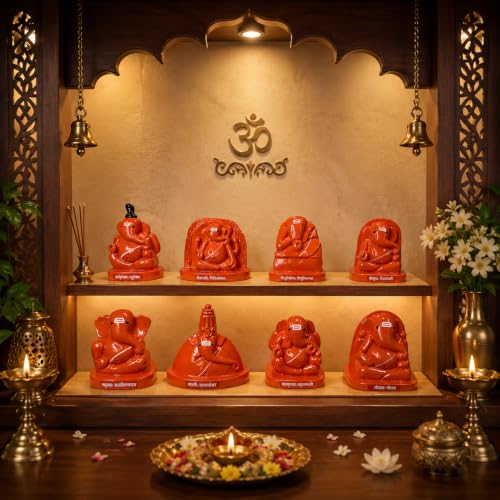 Image of KariGhar Ashtavinayak Ganesh Ji /Ganpati Bappa Murti Perfect for Office Table,Study Table, House Warming, Home, Puja Ghar, Decoration & Gifting 4.5 inch Religious