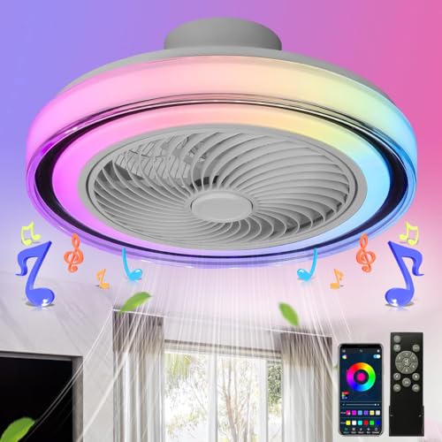 TRUYOK Deckenventilator mit RGB Beleuchtung und Fernbedienung 60W Dimmbare...