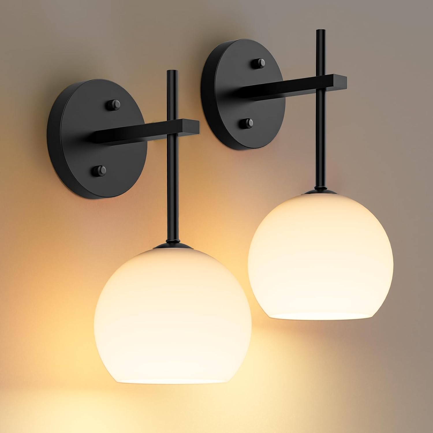 MOITA Wall Sconces Set of Two, Wireless Battery Operated Wall Decor with Remote, Sconces Wall Lighting with Frosted Glass Shade, Upward and Downward Installation, 12 RGB Colors and 3 CCT Options