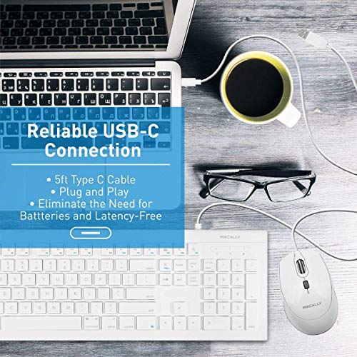 Macally USB C Wired Mouse and an Ultra Slim USB C Wired Keyboard, Simplistic Accessories for New MacBooks