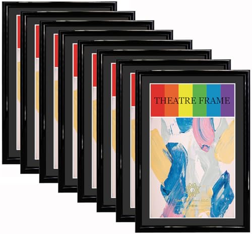 SparklyHome Black Theatre Frame with Black Mat, 8 Packs, Holds 5.5x8.5-inch Media, Wall or Tabletop Display