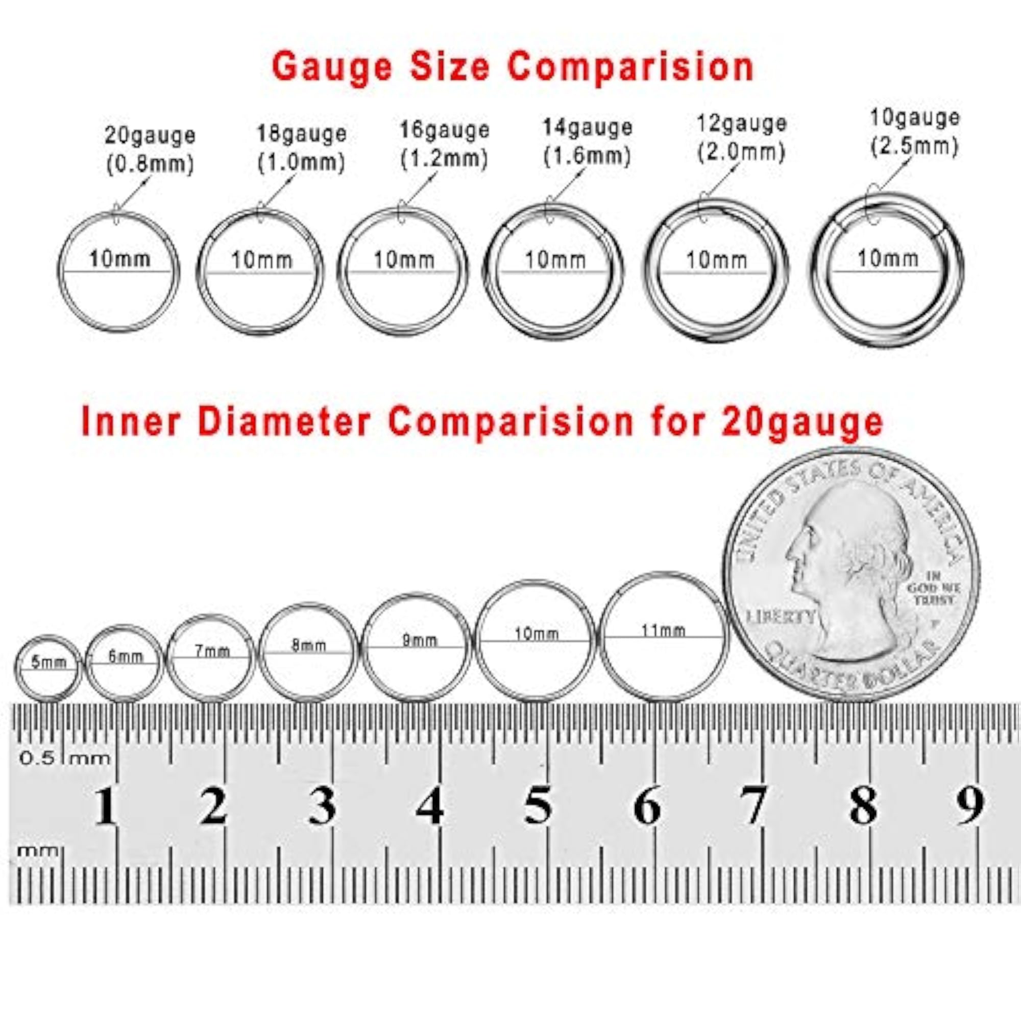 316L Surgical Steel Hinged Nose Rings Hoop Set