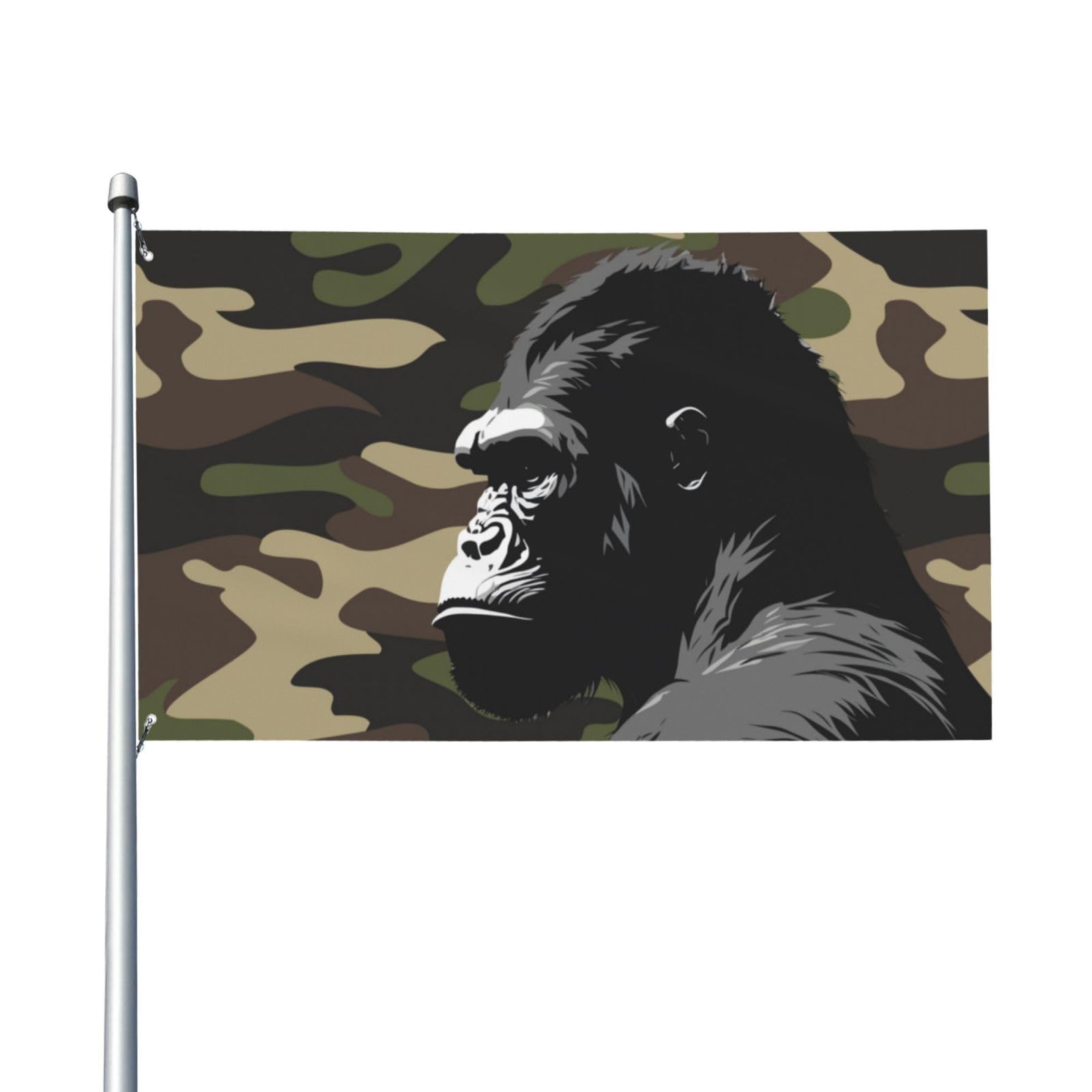150x90cm (5x3ft) Camouflage Doodle Inspired Gorilla Flag For House Lawn Hanging Decorating Yard Banners Holiday Welcome Flags With 2 Metal Eyelets, Indoor Outdoor Use