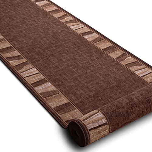 Tapis de couloir antidérapant Linea moderne et durable marron - 3